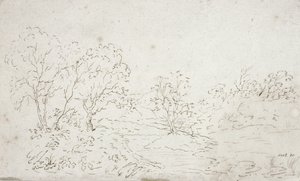 Landscape: a stream running between trees
